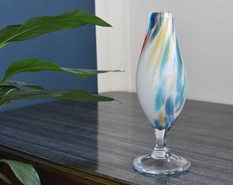 Vase multicolore vintage de style Murano / Vase en verre soufflé du milieu du siècle / MCM / Années 1970