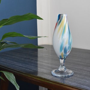 Vintage Murano Style Multicolor Vase / Mid Century Blown Glass Vase / MCM / 1970s