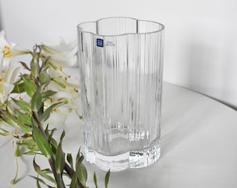 CUMULUS Crystal Glass Vase by Arabia Finland / Finn Crystal Vase / Markku Salo / Scandinavian Glass Design / 80s