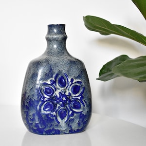 Vase VEB Strehla en Céramique Bleue : Poterie est-Allemagne, 1960s