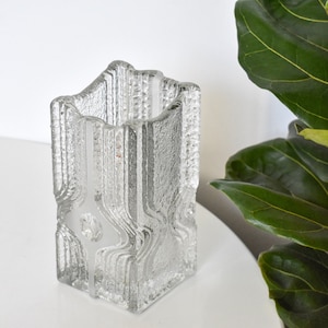 Vintage Walther Eisglas-Vase von Heiner Düsterhaus: Retro Op Art Decor