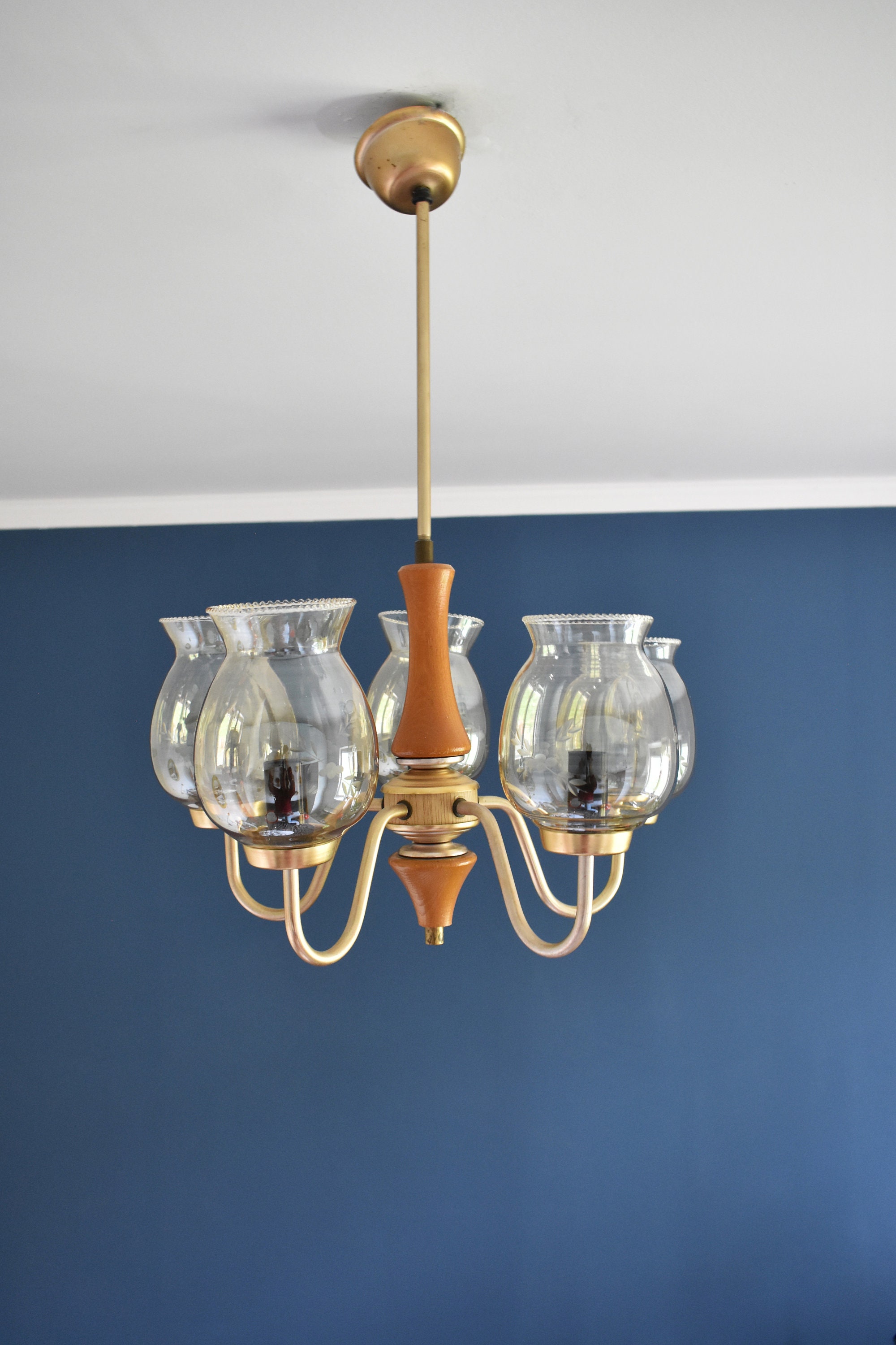 Mid Century Five Arm Chandelier 