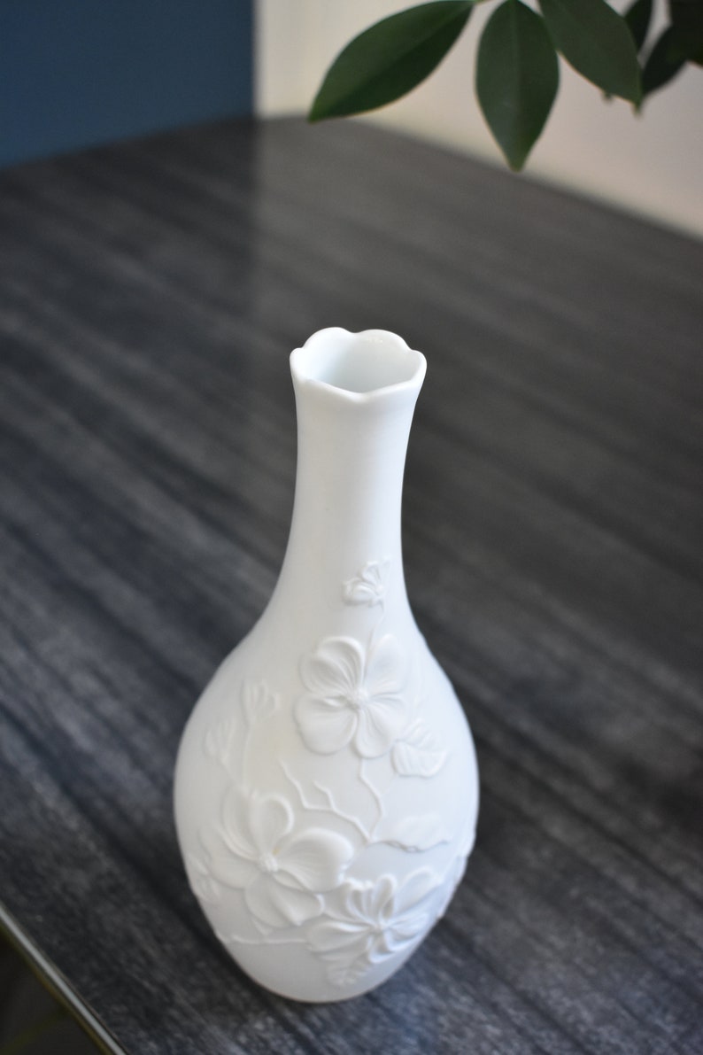 KAISER Bisque Porcelain Vase Made in West Germany / Embossed Etsy