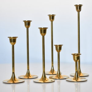 Vintage Set of Seven Solid Brass  Candle Holders made in Germany / in Original Box