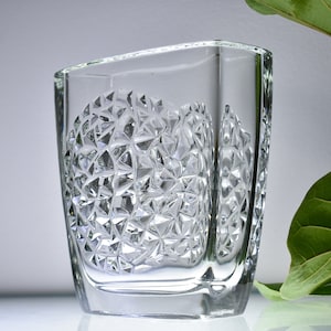 Art glass vase by Rudolf Jurnikl SKLO UNION / &quot;Hobnail&quot; Pattern / Collectible Czech Glass / Vintage Block Vase / Rudolfova hut / 1964