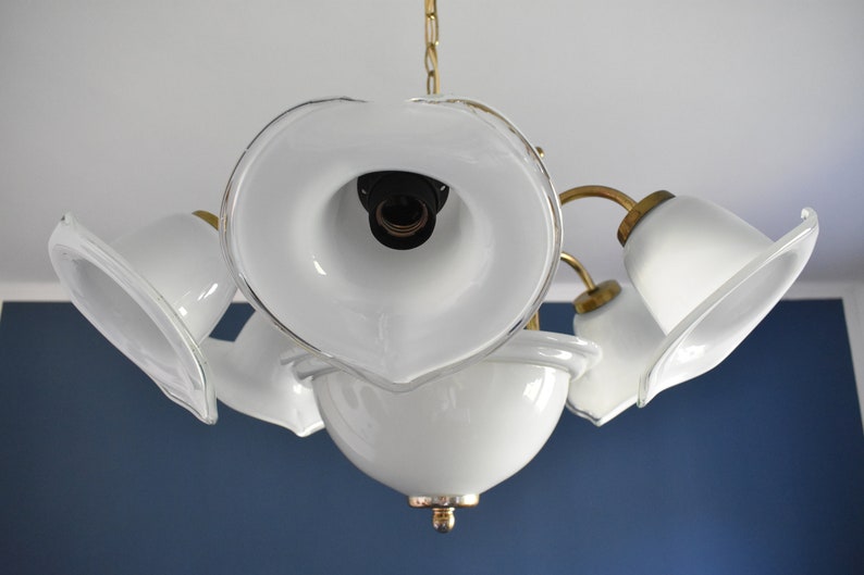 Vintage Blown Glass Flower Chandelier / Murano Style Etsy