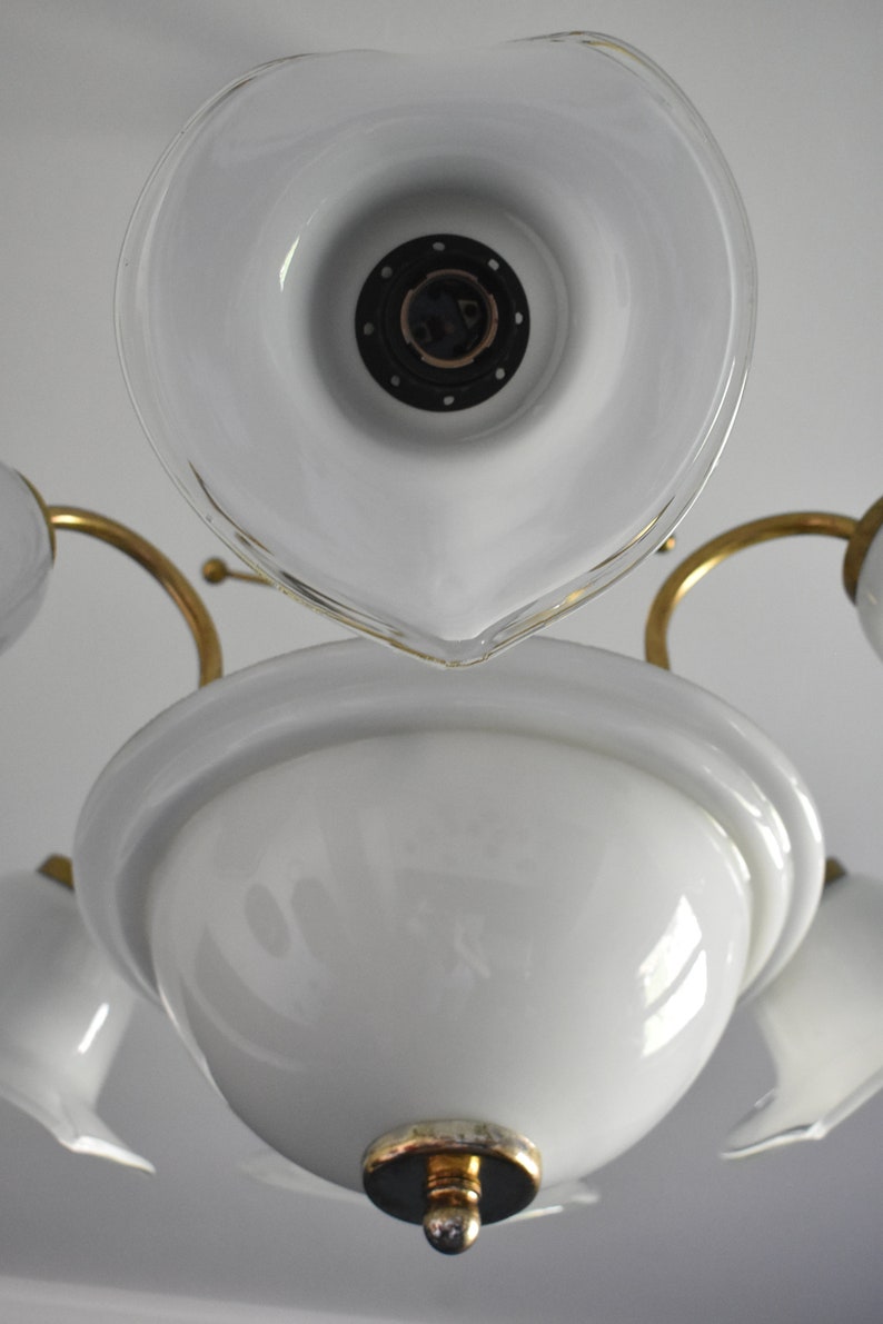 Vintage Blown Glass Flower Chandelier / Murano Style Etsy