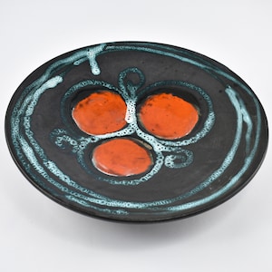 Vintage Studio Pottery Wall Plate / Mid Century Decorative Ceramic Plate / Organic Pattern Ceramic Plate / 60s