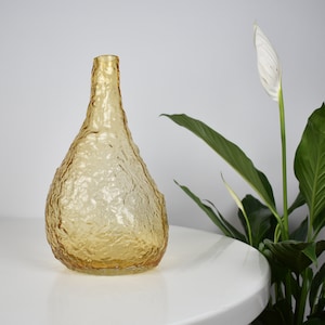 Mid Century Bark Textured Asymmetric Glass Vase