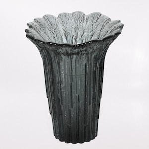 Vintage Viking Leaf Glass Vase / Smoked Glass Vase / Scandinavian Style Vase / 70s