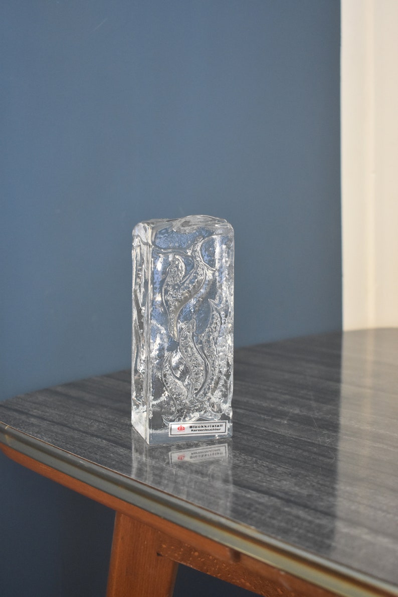 Vintage Crystal Glass Candle Holder by Ingrid Glashütte / Etsy