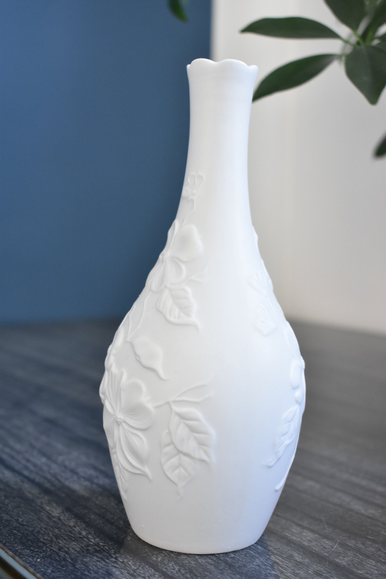 KAISER Bisque Porcelain Vase Made in West Germany / Embossed Etsy