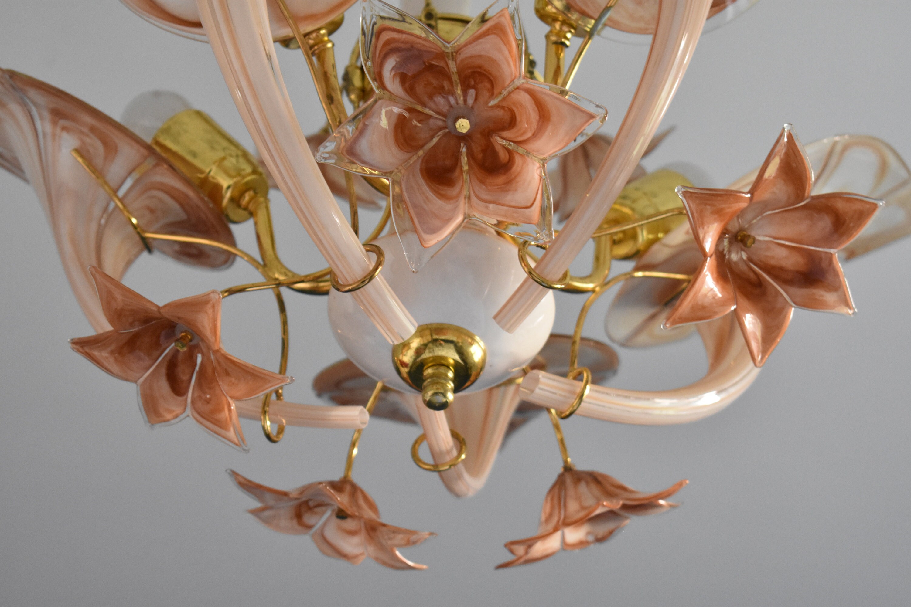 Vintage Italian Murano Glass Chandelier / Blown Glass Flower Etsy