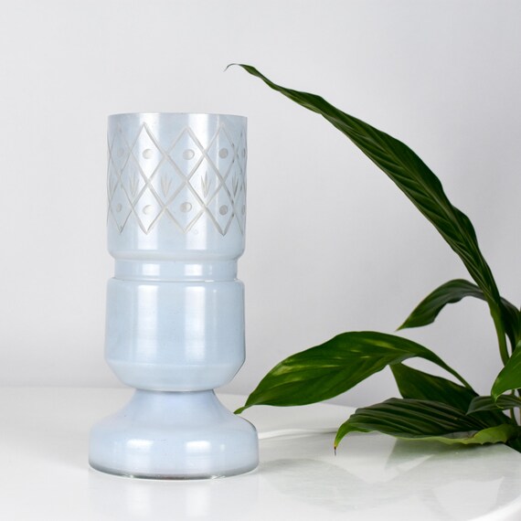 Vintage Cased Glass Table Lamp: Retro Cut Glass Accent, 1970s
