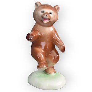 Vintage HUNGARIAN Drasche Porcelain Animal Figurine / Dancing Bear / Handpainted / Stamped