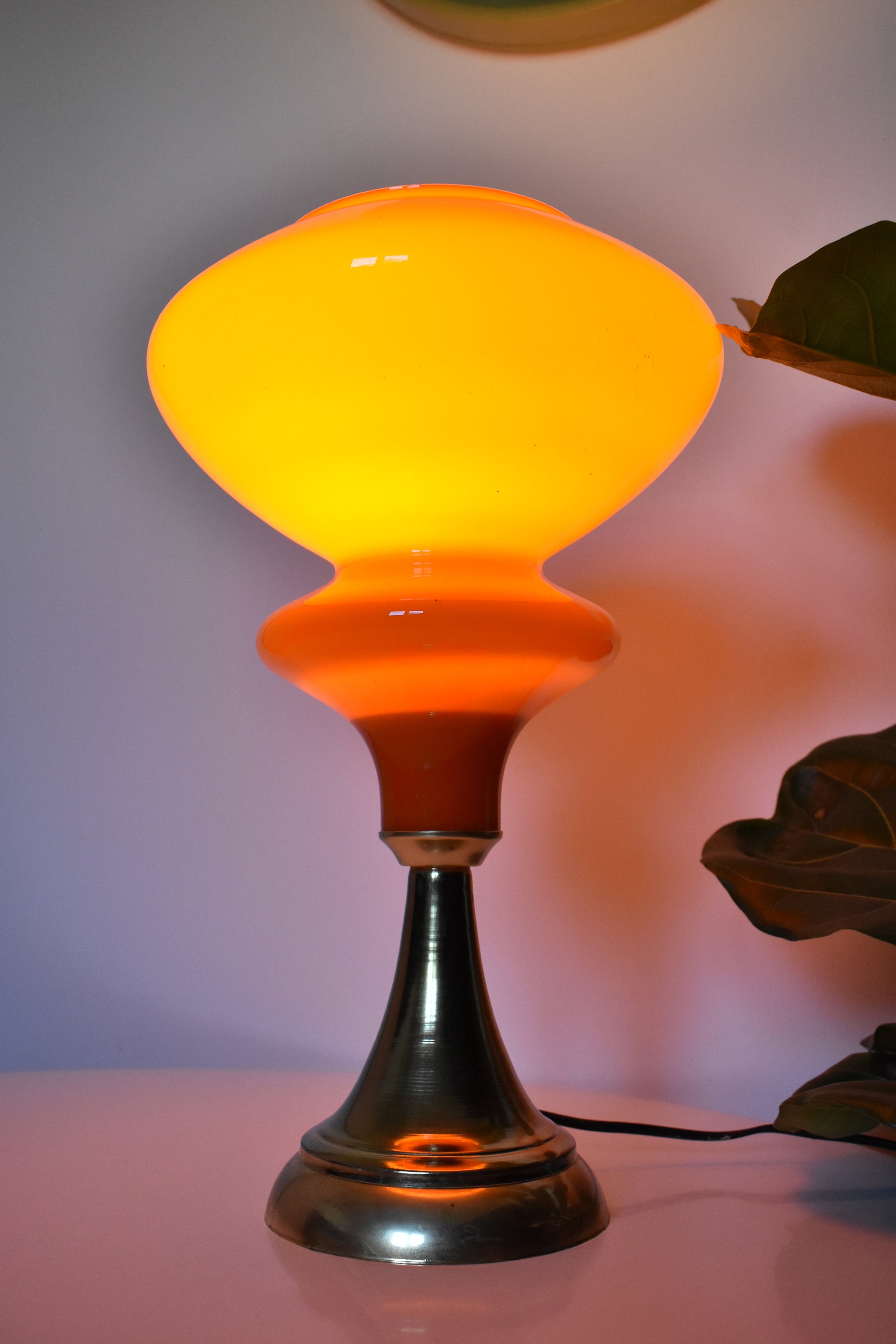Space Age Opaline Glass Table Lamp Made in Geramy in the 70s / Etsy