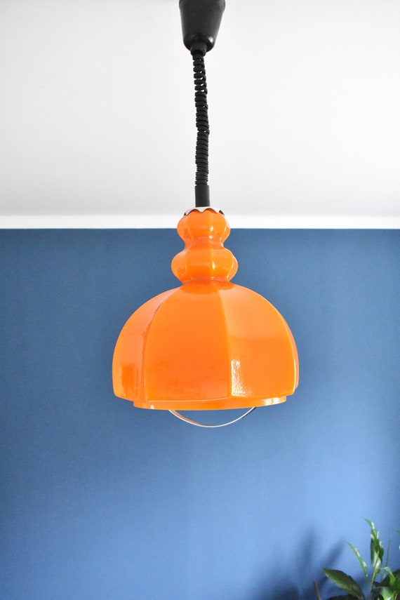 Vintage Space Age Pendant Light / Cased 
