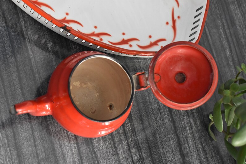 Vintage Enamel Teapot Made in Yugoslavia by Emo Celje / Small Etsy
