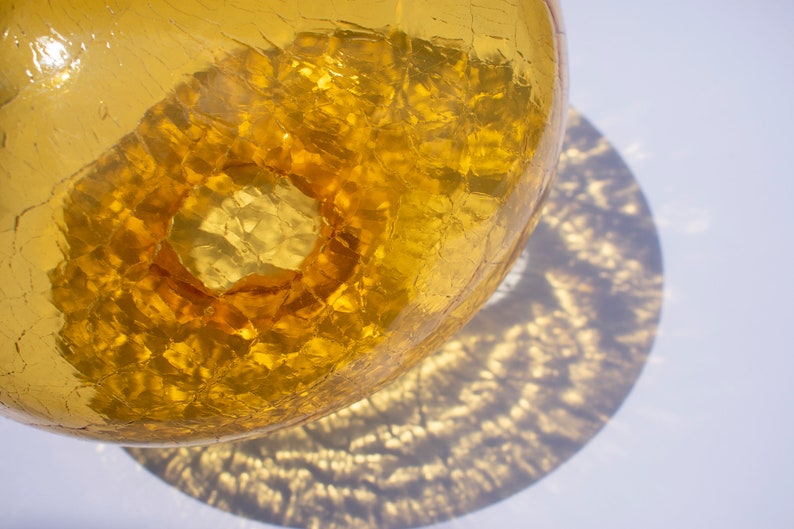 Crackle Glass Amber Pendant Light Vintage Lighting Amber Glass Hanging Lamp House Decor Old Lamp Retro Lighting