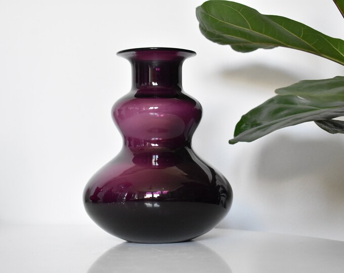 Vintage Purple Crystal Glass Vase by VEB Glaswerk Harzkristall
