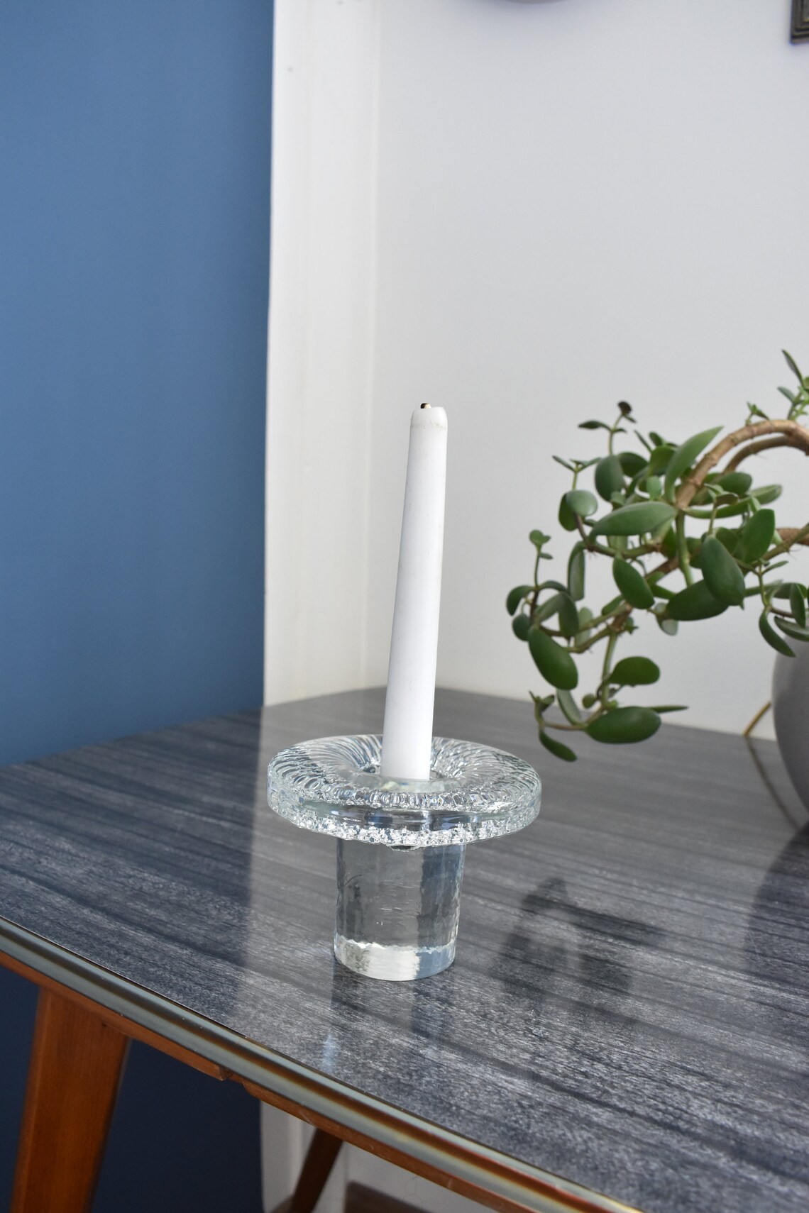 Vintage Scandinavian Style Glass Candle Holder / Pukeberg Etsy