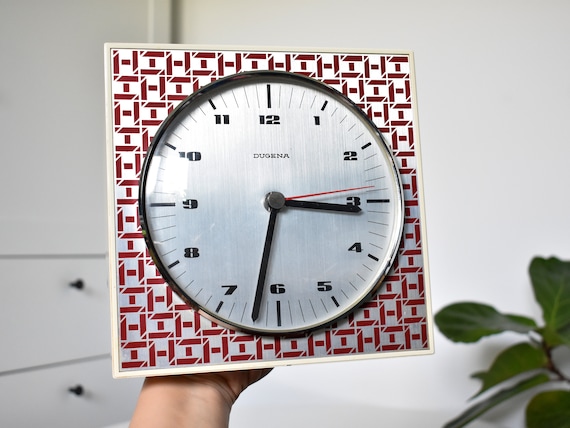 Vintage 70s Wall Clock by DUGENA With Junghans Quartz Movement