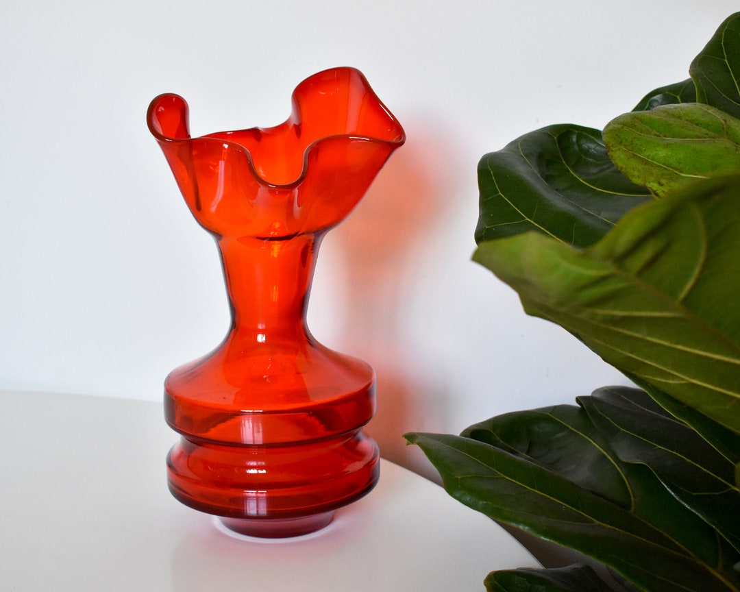 Mid Century Blown Glass Vase by Dragan Drobnjak Made in Yugoslavia