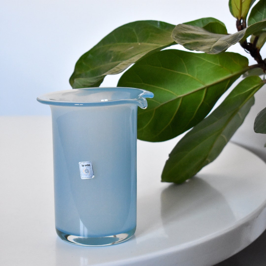 Vintage Blue Opaline Glass Vase Made in Germany by La Vida / Handmade