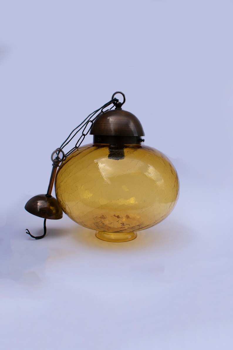 Le Glass Amber Pendant Light Vintage Lighting Hanging Lamp House Decor Old Retro