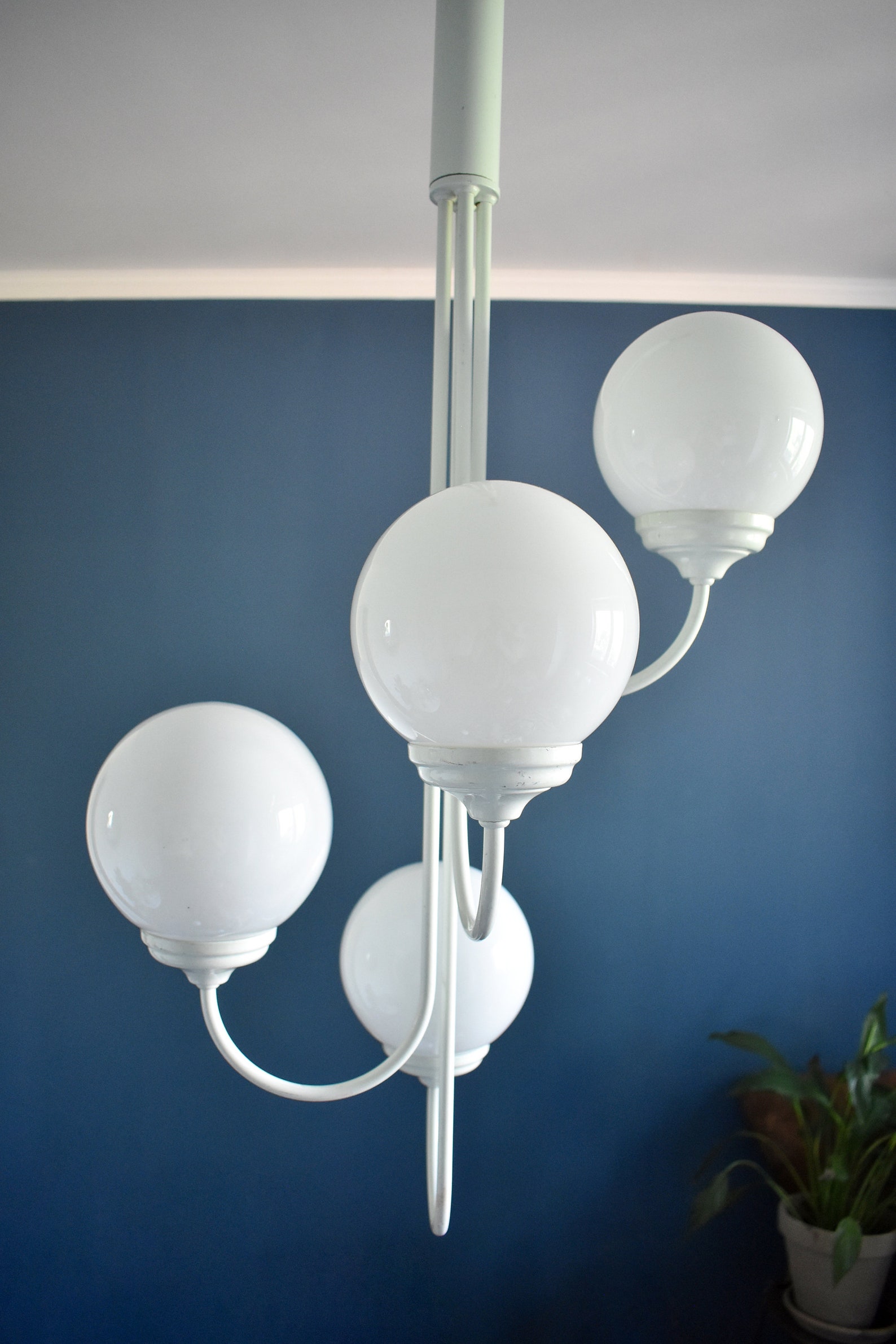 Mid Century Four Arm Chandelier / Long Vintage Chandelier / Etsy UK