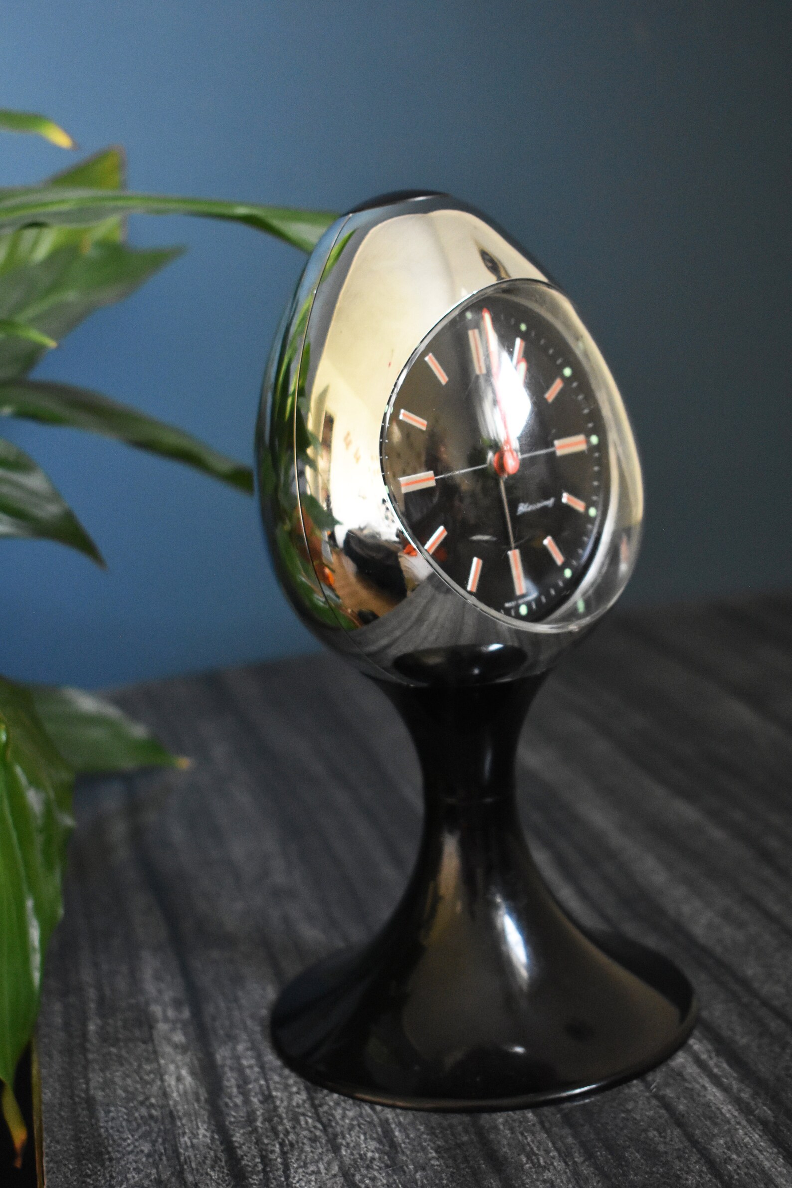Blessing Space Age Alarm Clock / Vintage Black and Chrome Etsy