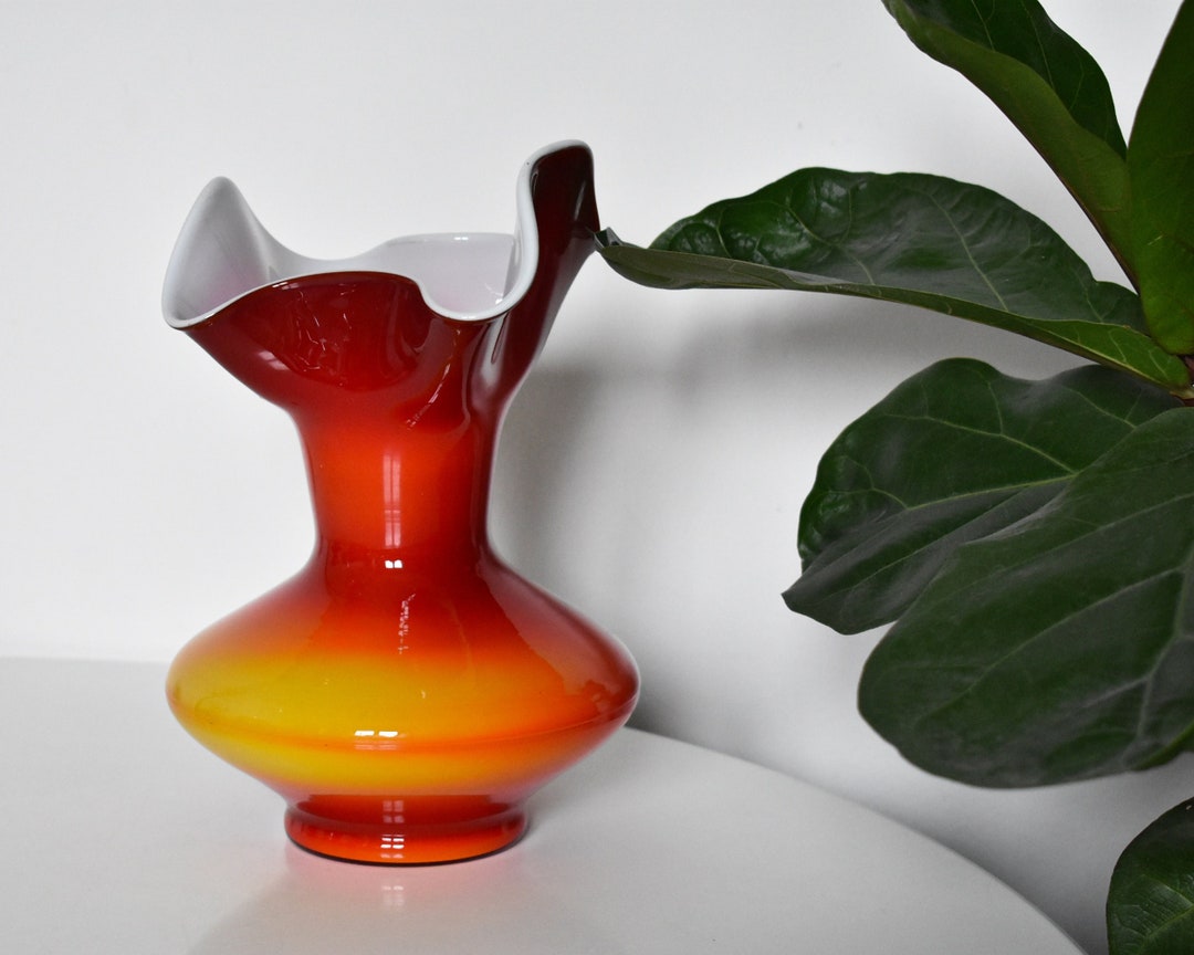 Mid Century Blown Glass Vase by Dragan Drobnjak Made in Yugoslavia in