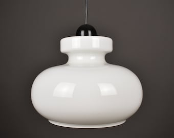 Space Age Opaline Glass Pendant Light / Mid Century Ceiling Light / Cased Glass Hanging Lamp / Made in Yugoslavia in the 70s
