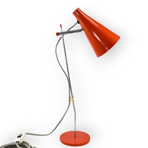 Red Metal Industrial Desk Lamp by Josef Hurka for Lidokov, 1960s / Bauhaus Office Lamp MCM