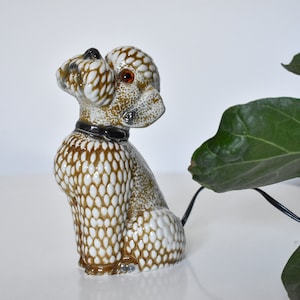 Dog Perfume Lamp by Carl Scheidig, Germany, 1930s / Porcelain Dog Lamp with Glass Eyes / Porcelain Poodle