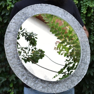 Vintage Lucite Round Wall Mirror / Ice Texture Acrylic Mirror made in Germany in the 70s
