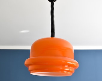 Vintage Orange Opaline Glass Pendant Light - Mid Century Modern Yugoslavia