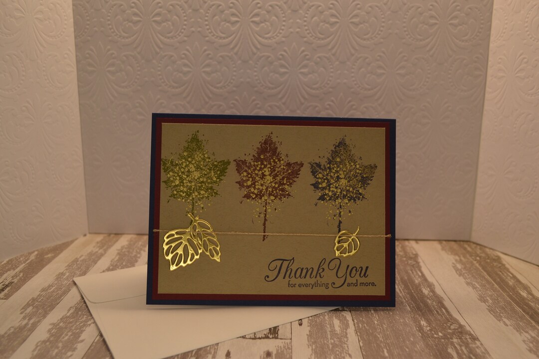 Thank You, Stampin up Gorgeous Leaves Handmade Card - Etsy