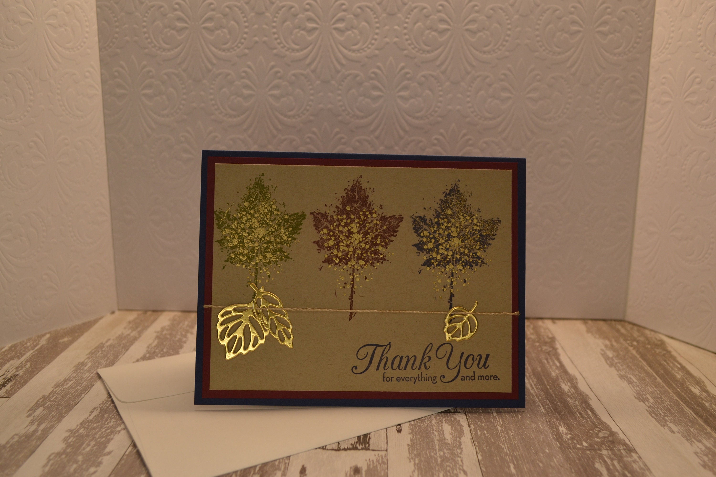 Thank You, Stampin up Gorgeous Leaves Handmade Card - Etsy