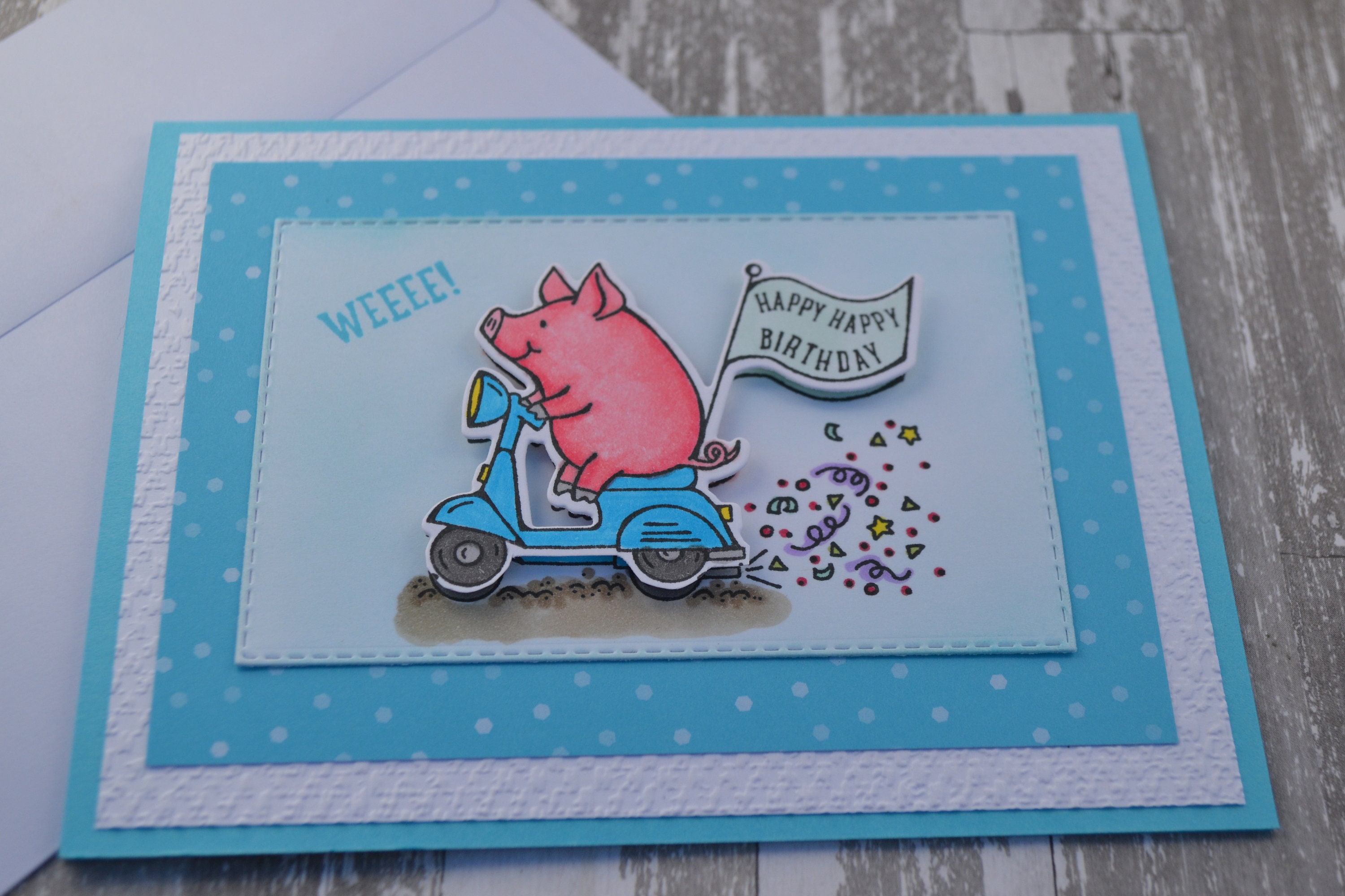 Happy Birthday, Stampin up This Little Piggy Handmade Card - Etsy