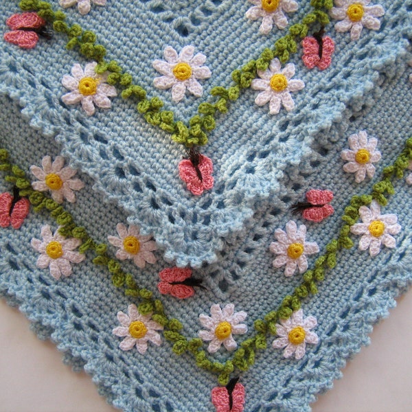 Crochet Couverture Bébé Daisy Butterfly Applique