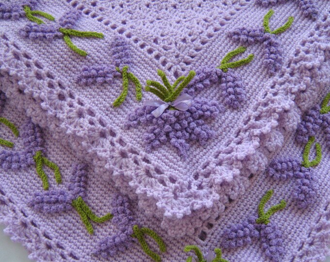 Вязание крючком Детское одеяло Лаванда Цветы - Etsy