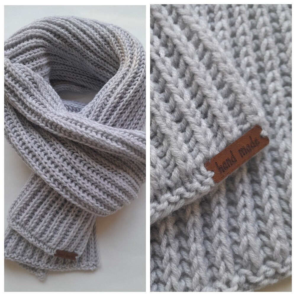 Men's Dark Grey Knitted Scarf With Fringe Detail main image 0