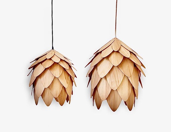Wood Pendant Light pine Cone Light Lamp for Interior Design