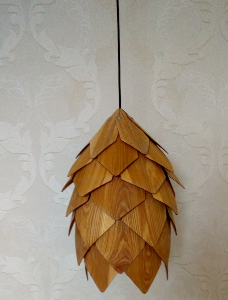 Pendant Light/wood veneer lamp/pine cone pendant light/unique Etsy