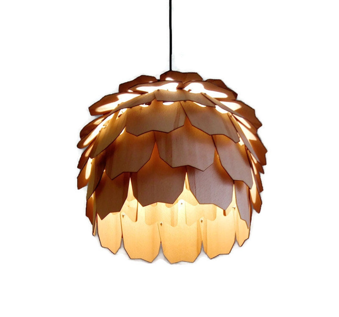 Ceiling Lamp / Wood Pendant Light / Wooden Chandelier / Wood Etsy
