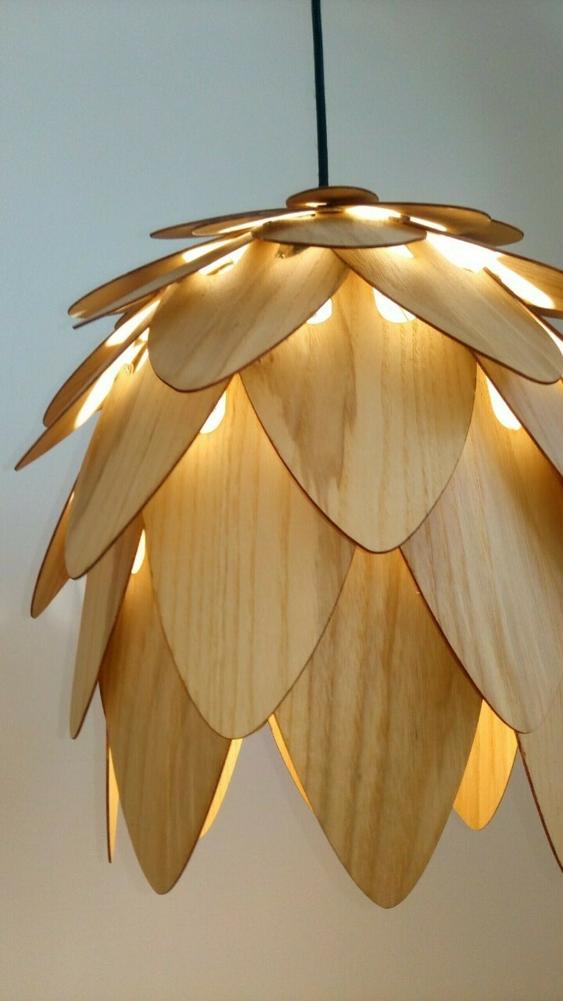 Holz Lampenschirm / Holz Kegel Lampe / Holz Anhänger Licht | Etsy
