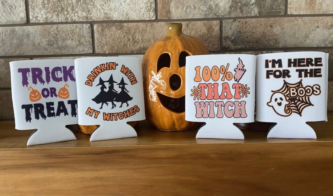 Set of 4 Halloween Can Coolers Halloween Koozies/cozies Etsy