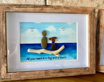 Beach Glass Dog Art: Lake Erie Driftwood, Personalized Dog Memorial