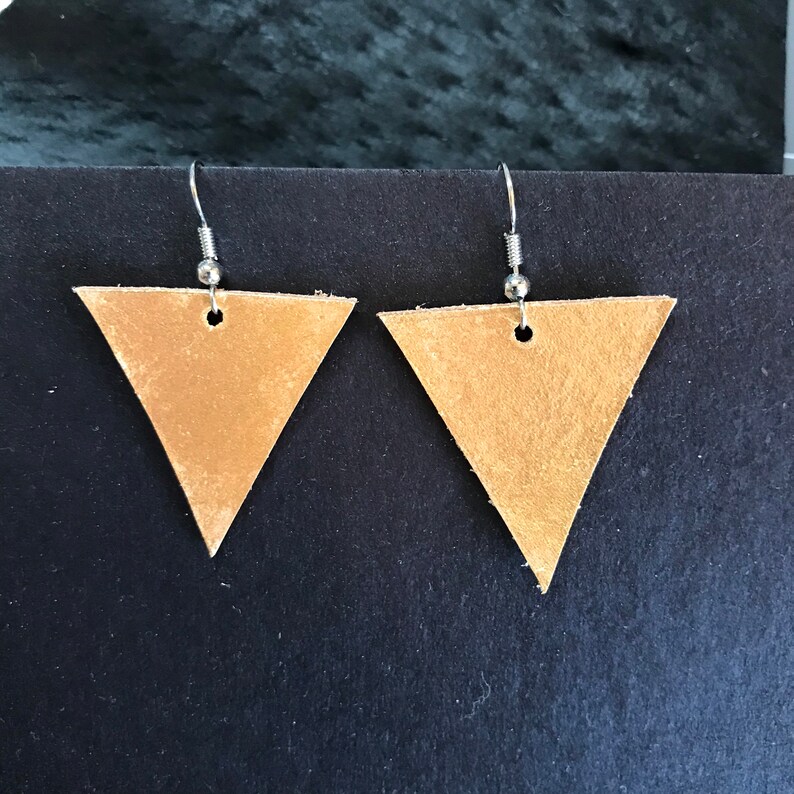 Handmade Leather Triangle Earrings